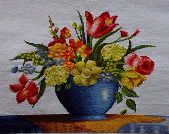 New Finished Completed Cross Stitch - Vase - 91126