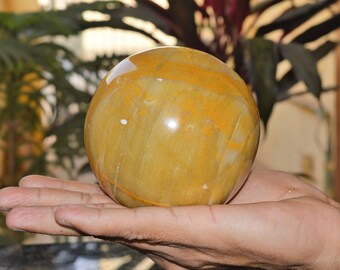 Amazing X-Large 100MM Yellow Jasper Stone Crystal Handmade Spirit Healing Charged Stone Power Aura Meditations Sphere Ball 1230 Grams