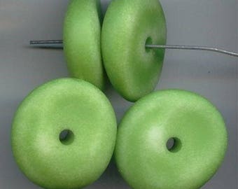 12 Vintage Green Matte Washed Acrylic 28x10mm. Nugget Disc Spacer Beads 5737