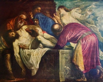 The Entombment, by Titian - a Frameable Vintage 1955 Art Print