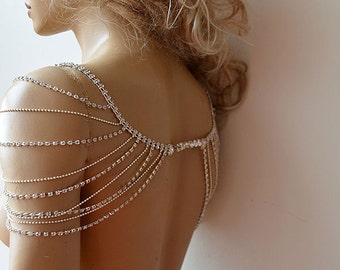 Wedding Dress Shoulder Jewelry, Bridal Shoulder Necklace, Rhinestone Wedding Shoulder Necklace, Wedding Dress Accessories, Bridal Jewelry