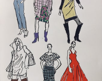 1”Fashions” Original Gouache Painting 12” x 9”