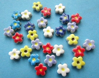 30 mosaic flower tiles, handmade ceramic pretty blossom shapes