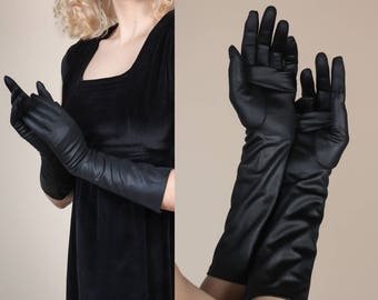 Vintage 1950s Evening Gloves // Formal Long Black Opera Gloves