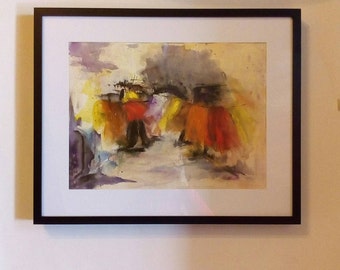 Light, original watercolor, figurative, minimalist