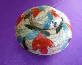 Vintage Enammelled Brass Pot