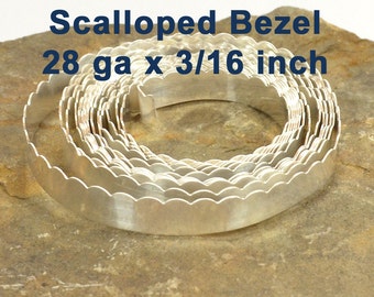 28ga x 3/16" Scalloped Bezel - Fine Silver - Choose Your Length