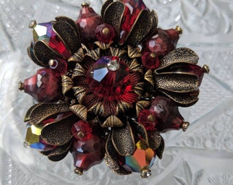 Alice Caviness Red & Metal Brooch
