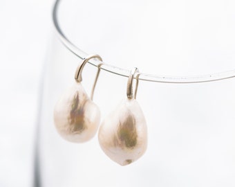 TearDrop Baroque Earrings (Silver Tone Hook)