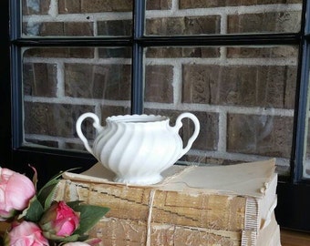 White Sugar Bowl/Vase/Vintage bowl/Made in England