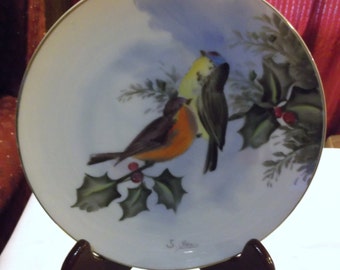 Vintage Leftoris Japan Birds on Berry Branch Plate