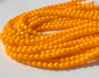 Sunflower Yellow 4mm Faceted Fire Polish Round Beads 50