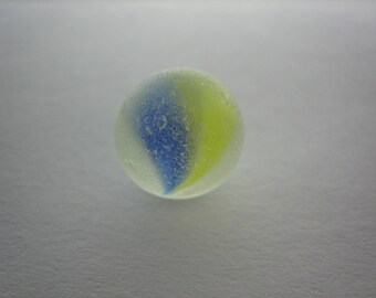 GENUINE SEA GLASS 12mm Marble Blue Yellow White Cats Eye Real Surf Tumbled Natural Unehanced Greek Beach Found Vintage Seaglass U 468c