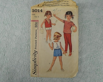 Simplicity Sewing Pattern 5014 child's top pants shorts from the 1950s