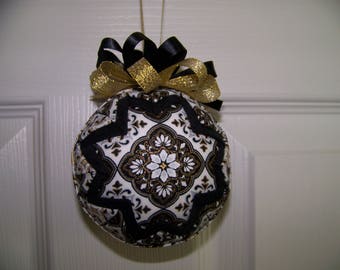 Black and Gold Quilted Ornament