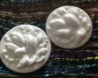 Large vintage cabochon, a relief decoration, porcelain