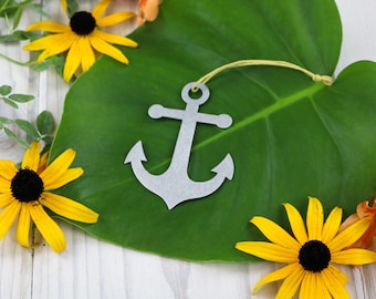 Anchor Sail Boat Metal Ornament Rustic Gift for Her Him Personalized Wedding Favor Nautical Ocean Custom Stamping Sailing 4th of July