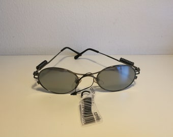 Beautiful hype steampunk round - oval sunglasses with spring silver arms