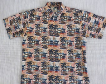 Hawaiian Shirt KAHALA John Severson COLLECTION Vintage Surfer Aloha Shirt Jamaican Vibe 100% Cotton Mens Camp - L - Oahu Lew's Shirt Shack
