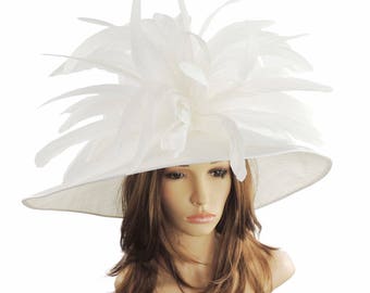 Gorgeous White Woodpecker Hat for Kentucky Derby, Weddings (40 colours available)