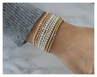 gold beaded bracelet • gold bead bracelets • 14K gold filled gold bracelets • sterling silver • gold bead bracelet • beaucoupdebeads • B017