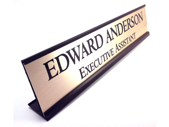 Personalized Desk Name plate nameplate gold look with black