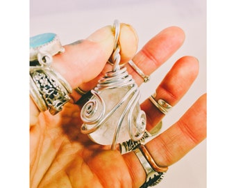 Quartz wire wrap, wire wrapped quartz crystal, quartz jewelry, quartz pendant, quartz necklace, wire wrapped jewelry, crystal necklace