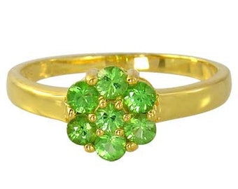 Tsavorite Green Garnet Cluster Ring 14K Yellow, White or Pink/ Rose Gold (1ct tw) : sku 1530-14K