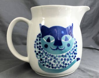 Mid Century Arabia Smiling Heluna Cat Lg. Pitcher Kaj Franck design Finland