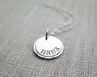 Nana Necklace - Hand Stamped - Sterling Silver - Simple Gift Present for Nana