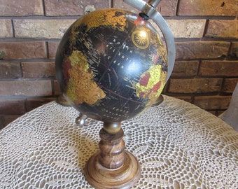 Vintage World Spinning Globe on Wood Base.