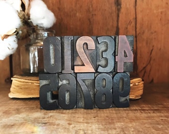 Letterpress Number Set / Set of Ten (0-9) / Vintage Letterpress / Wood Numbers / Number Decor / Type Print Numbers / Letterprss Numbers