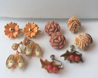 Costume Jewelry Vintage Earrings Lot Craft Supplies Art Supplies