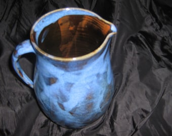 Pitcher - water - blue stoneware Creamer