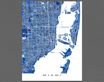 Miami Print, Miami Map Art, City Street Map, Miami Florida