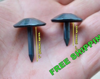 10 Nail Spike Pin Hand Forged Wrought Iron Blacksmith Hammered Rustic Woodworking DIY Craft Supply Trunk Chest Medieval Decorative Hardware