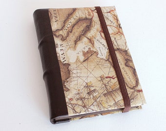 Leather Journal w/ Tomoe River- Vintage Map
