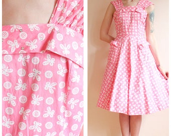 1940s Dress // Button Butterfly Princess Peggy Dress // vintage 40s dress