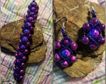 Formal Glass Peral Bracelet & Earrings