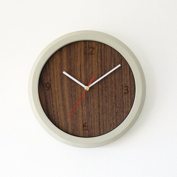 Walnut Wood Wall Clock Modern Wall Clock Round Wall Clock