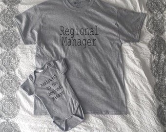 Regional Manager, Assistant to the Regional Manager onesie, Matching father shirt and onesie, The Office onesie