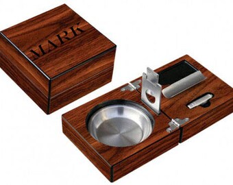 Cigar Cutter - Cigar Gifts For Men - Groomsmen Cigar Gift - Ashtray Guillotine - Ashtray Personalized - Personalized Ashtray -Cigar Ashtray