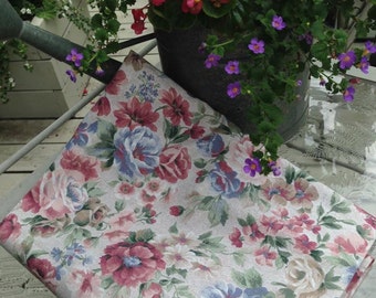 SALE Vintage Floral Print Home Dec Fabric (pinks, blues, greens, beige) 2+ yards