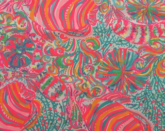 multi swish fish dobby cotton fabric square 18"x18" ~ lilly summer 2017 ~ lilly pulitzer