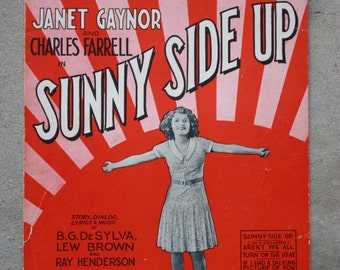 Antique sheet music - 1929 - Sunny Side Up - Janet Gaynor and Charles Farrell