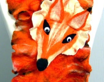 Hand Felted Wool felted scarf-FOX-