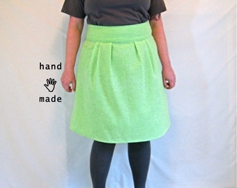 Flatterer Skirt - plus size skirt, size 20, size 22, minty lime green vintage cotton fabric, fully lined, phone pocket -- 40W-54H