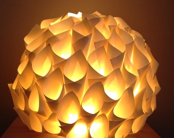 Lamp table/night light in paper color ecru/ivory/cream/off-white