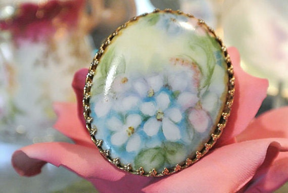 Hand Painted Porcelain Brooch