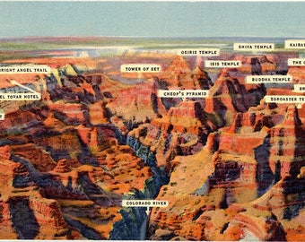 Grand Canyon National Park from Air Vintage Arizona Postcard (unused)